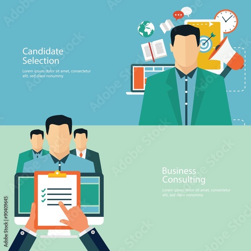 Concepts for web banners and promotions. Flat design concepts for promotion and candidate evaluation