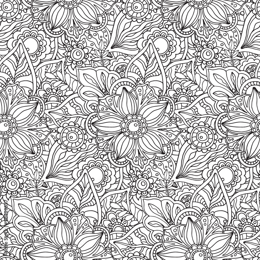 Seamless pattern with florall vector ornament