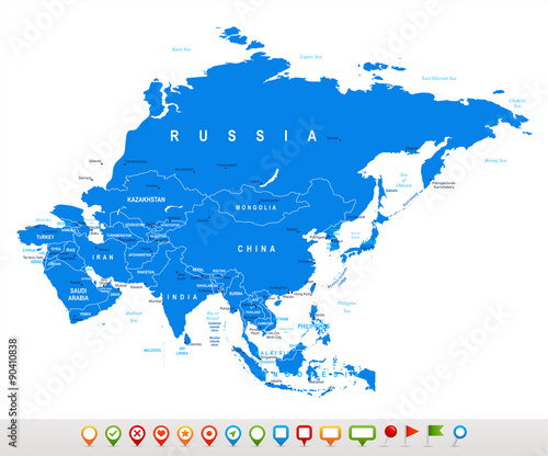 Asia map - highly detailed vector illustration.