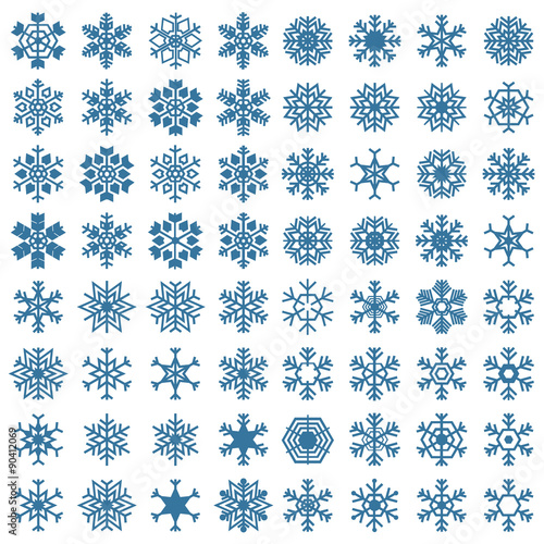 Set of snowflakes, vector illustration.