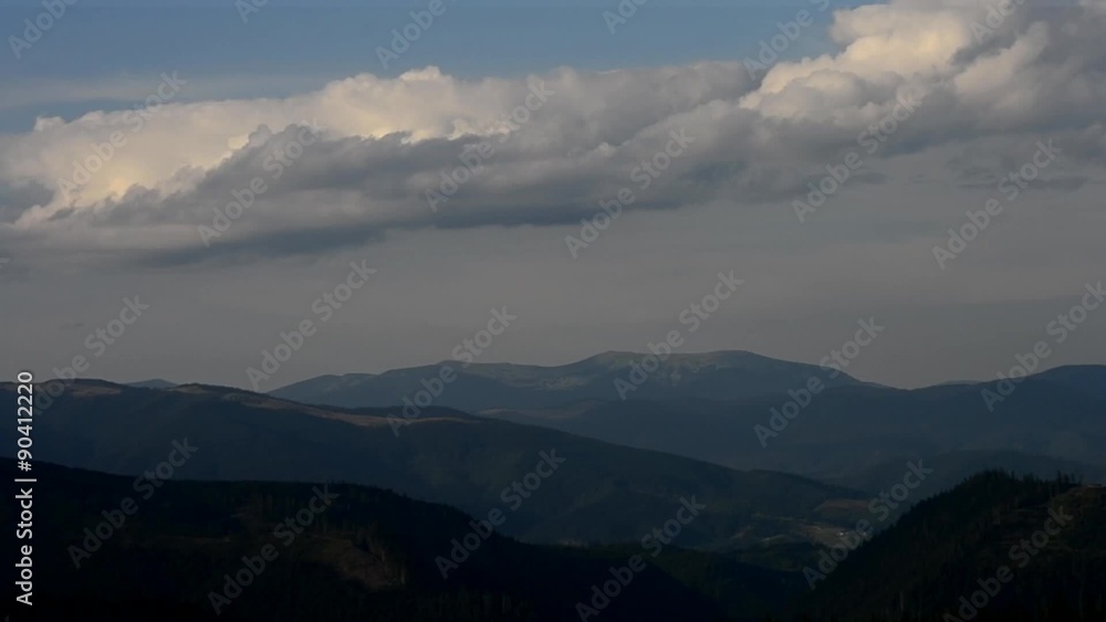 Time lapse of cumulus clouds bubbling over Carpathian Mountains Time lapse of cumulus clouds bubbling over Carpathian Mountains