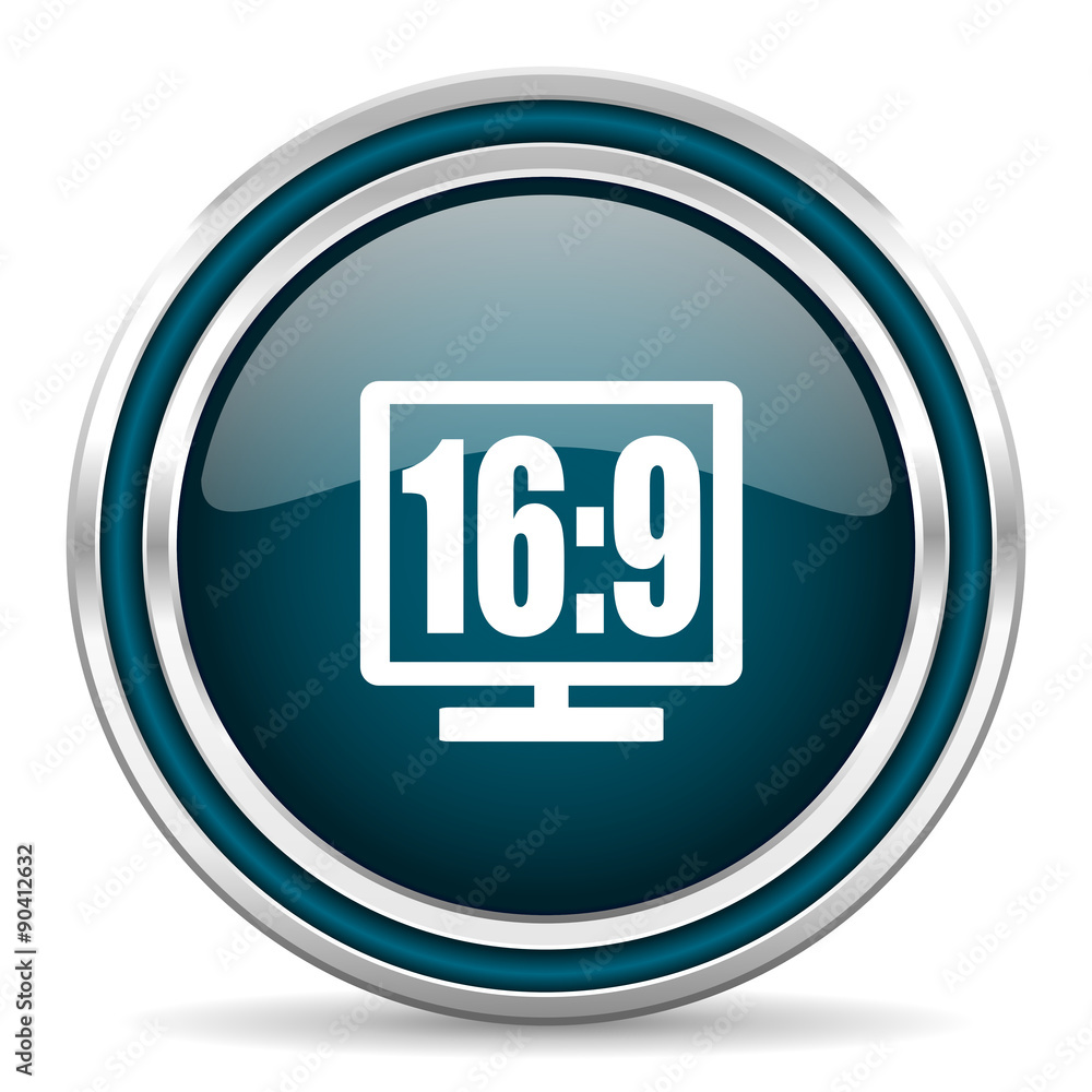 16 9 display blue glossy web icon 16 9 display blue glossy web icon
