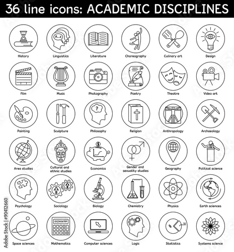 Set of academic disciplines icons