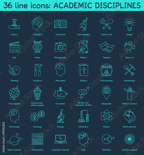 Set of academic disciplines icons