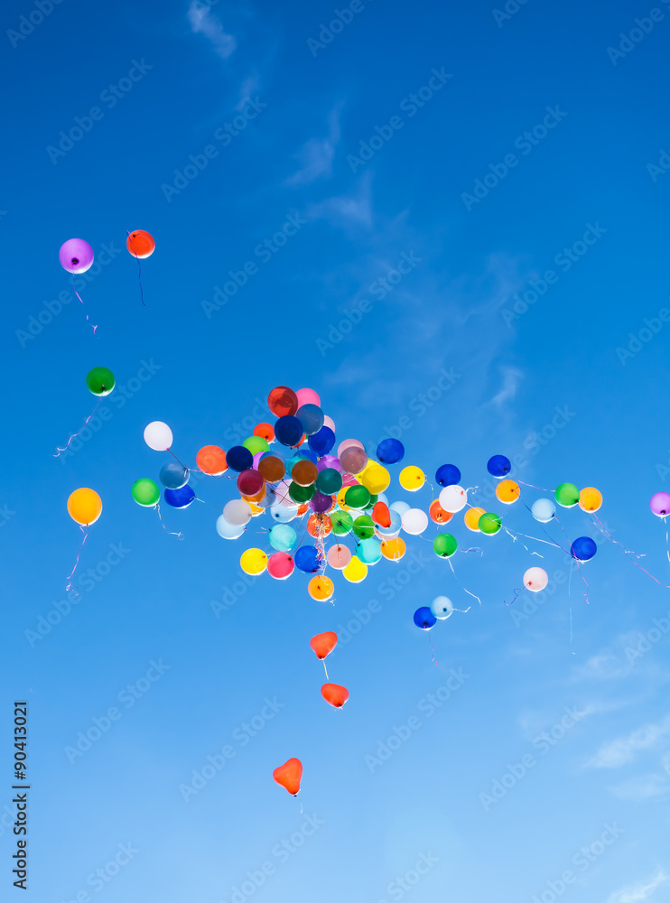Colorful flying balloons