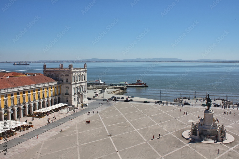Top view on Praca Comercio (Commerce square) in Lisbon, Portgal