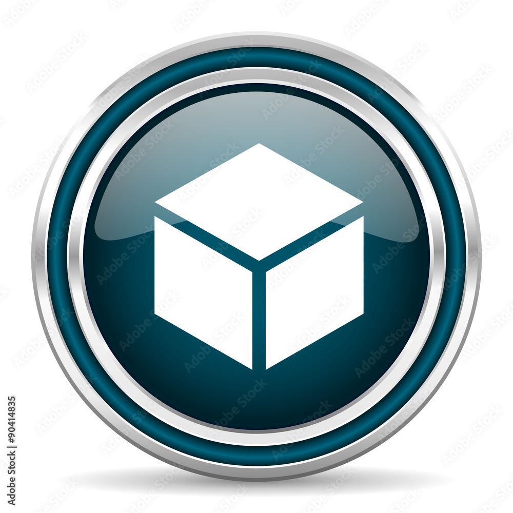 box blue glossy web icon