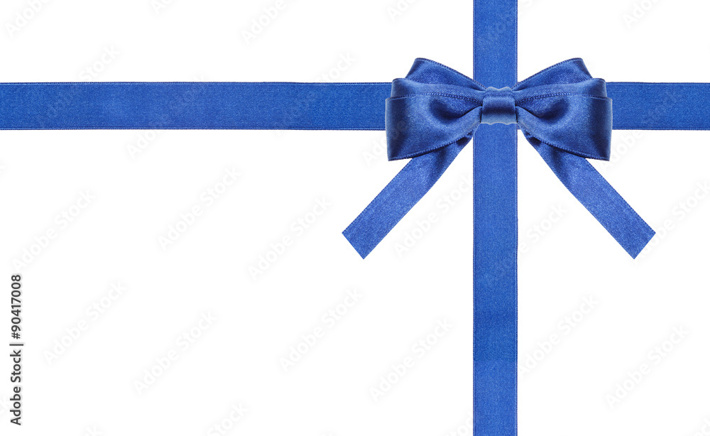 blue satin bows and ribbons isolated - set 14