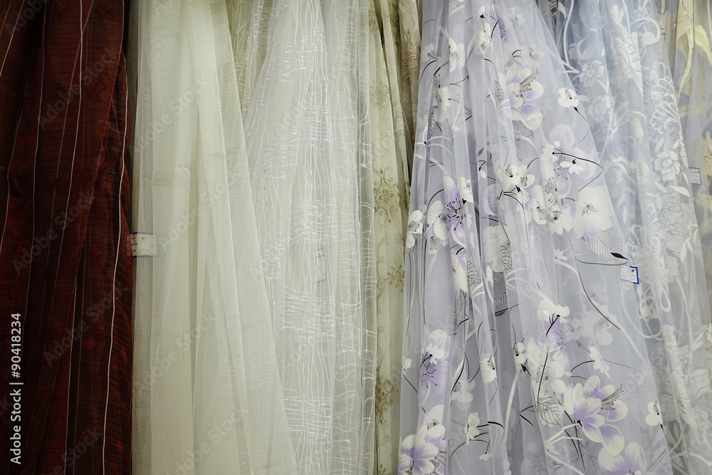 Tulle transparent fabric. It is used for windows. Background. Yellow, lilac.
Tulle transparent fabric. It is used for windows. Background. Yellow, lilac.