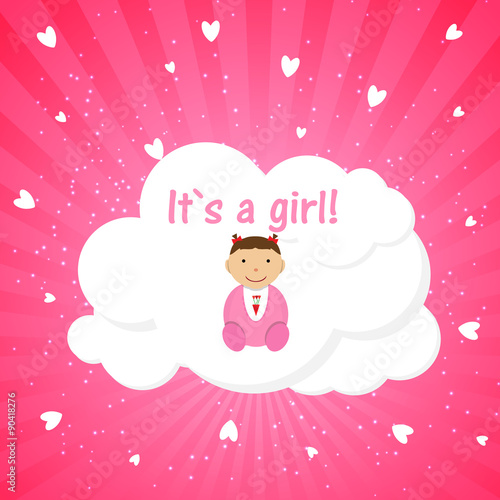 Vector Illustration for Newborn Girl