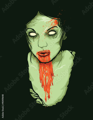 Vector Illustrator of Female Zombie Girl 