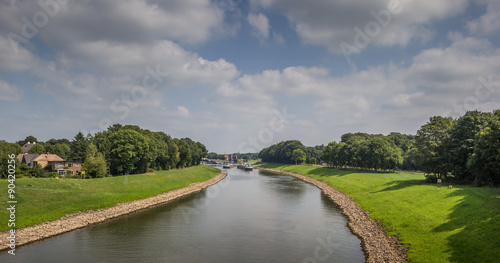 Panoramic view of the river IJssel near Deventer, Holland
