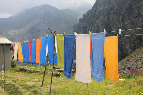 towels hanging in mountain