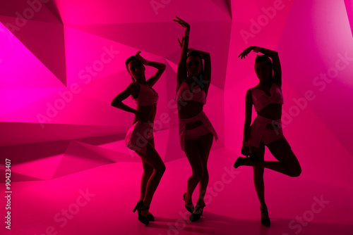 Photography silhouettes of dancing girls