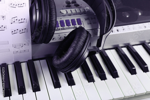 Headphones with music notes...