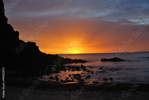Sunset at the end of the day in Papagayo's beach in Lanzarote © disrupt