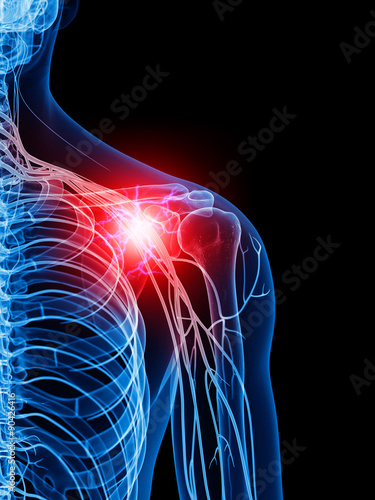 medically accurate illustration of a painful shoulder