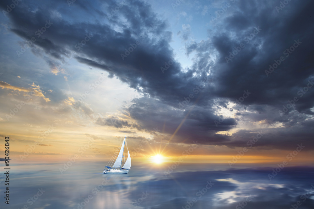 Fototapeta premium Voilier en pleine mer 