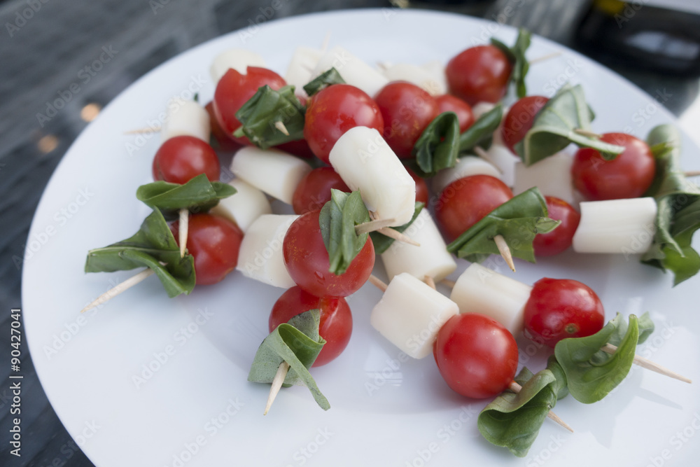 Tomato, Basil and Mozzerella Caprese Tapas Tomato, Basil and Mozzerella Caprese Tapas
