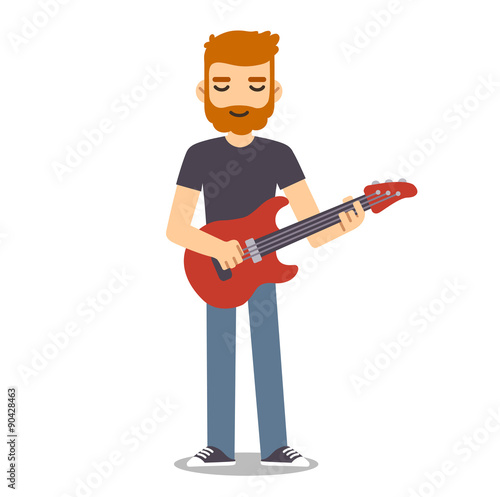 Flat cartoon guitarist