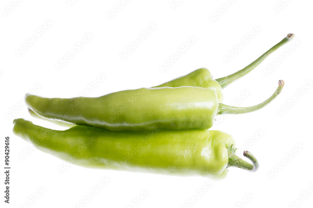 Closeup green pepper isolated on a white background Closeup green pepper isolated on a white background