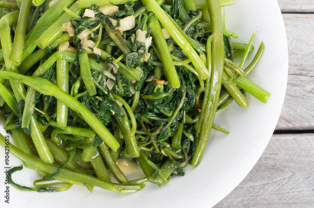 Vietnamese stir fried morning glory vegetable