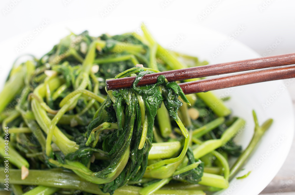 Vietnamese stir fried morning glory vegetable