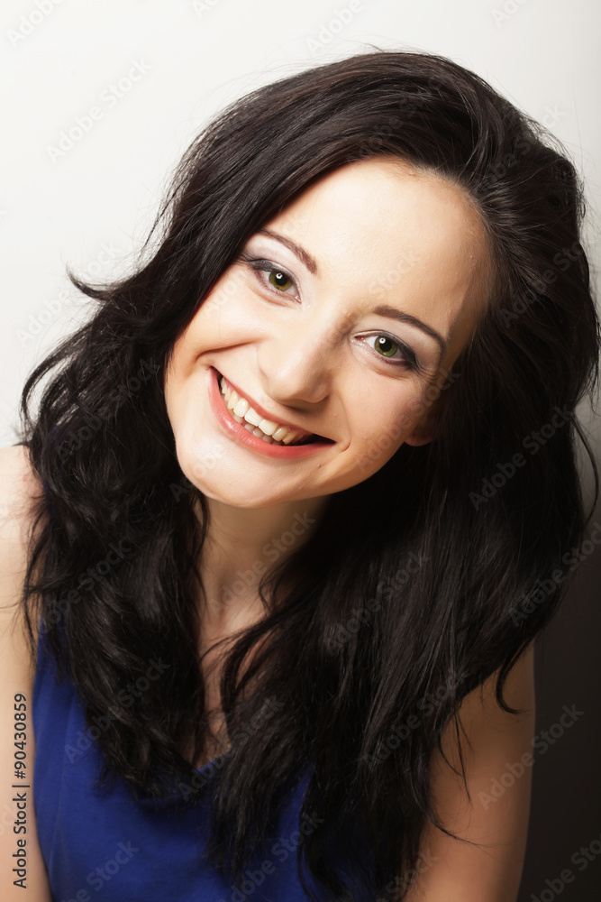 close up portrait smiling brunette close up portrait smiling brunette
