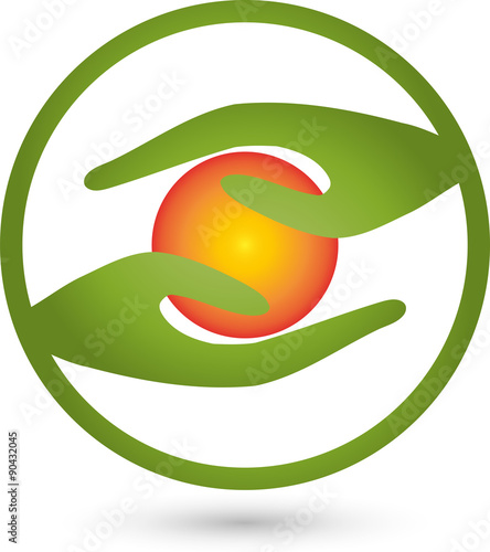 Zwei Hände und Kreis Logo, Massage
