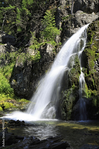 Scenic Muehtinsky waterfall in Altai Republic.