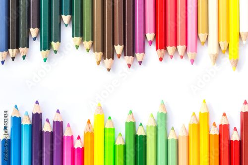 Colour pencils isolated on white background