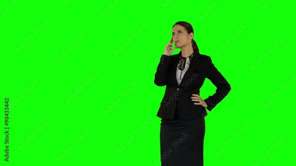 Businesswoman standing and thinking Businesswoman standing and thinking