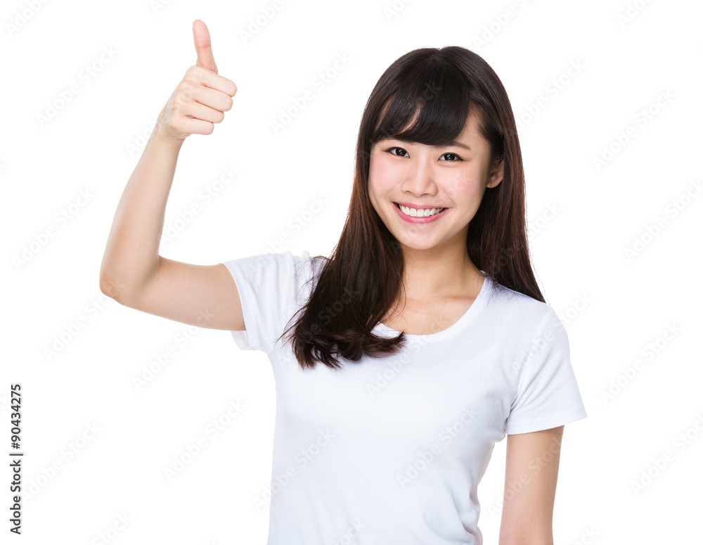 Asian young woman with thumb up gesture Asian young woman with thumb up gesture