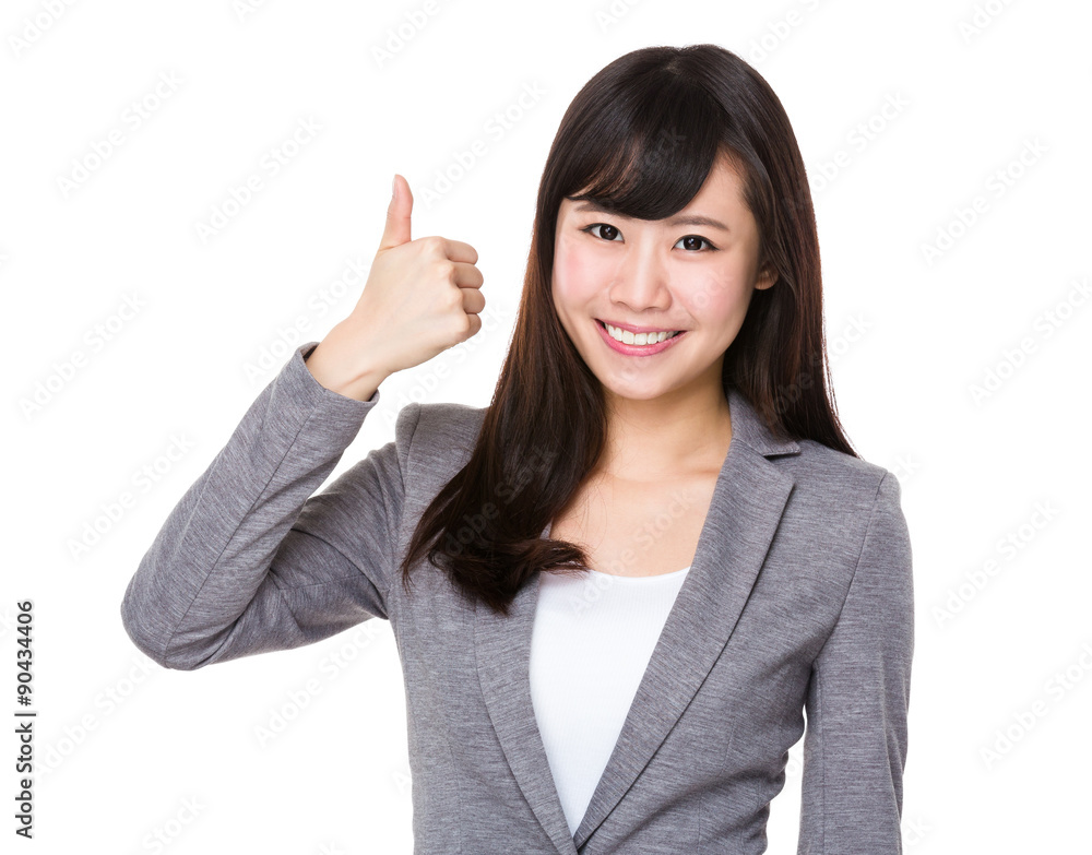 Asian young businesswoman with thumb up gesture Asian young businesswoman with thumb up gesture