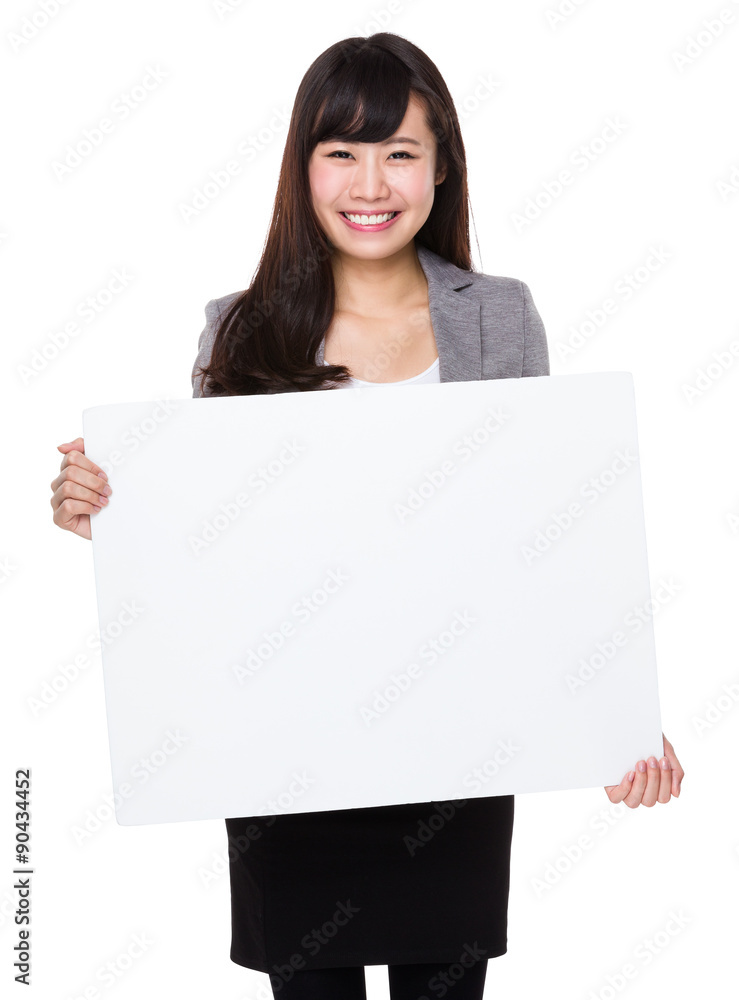 Young businesswoman show with white board Young businesswoman show with white board
