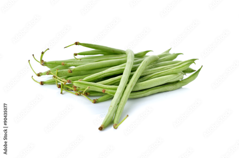 stack of fresh needle beans on white background stack of fresh needle beans on white background