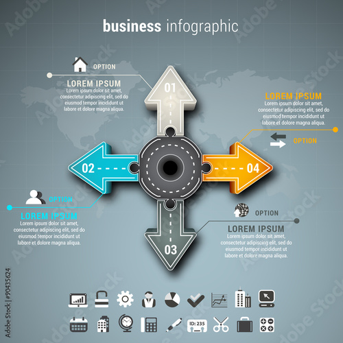 Business infographic made of arrows.