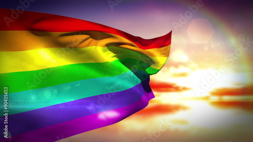 Rainbow flag blowing in the breeze 