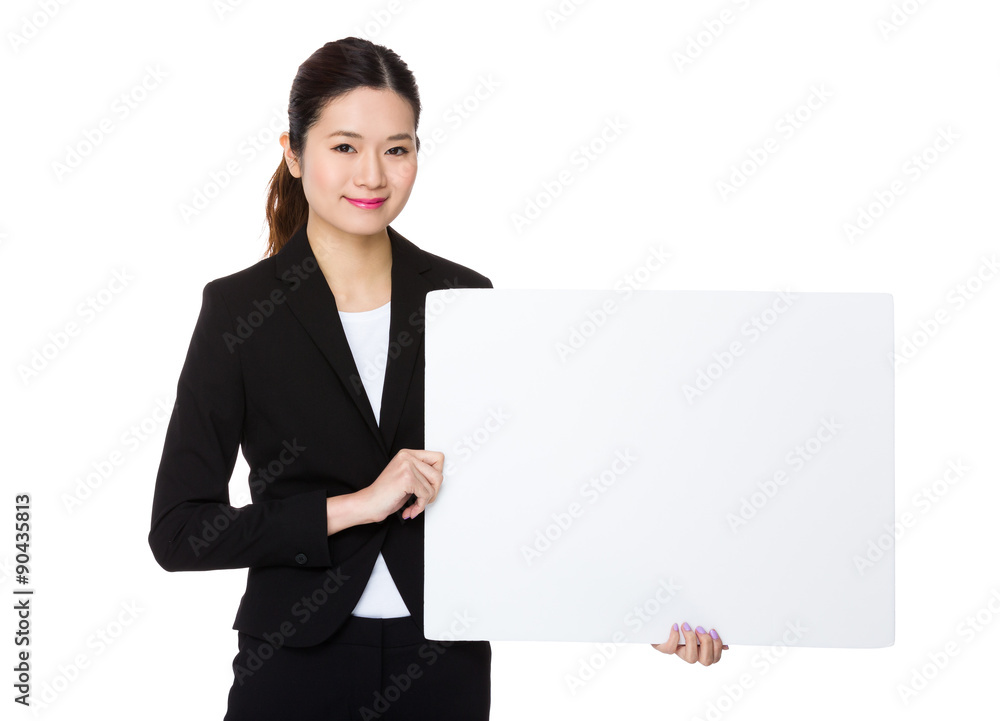 Asian Young businesswoman show with white board Asian Young businesswoman show with white board