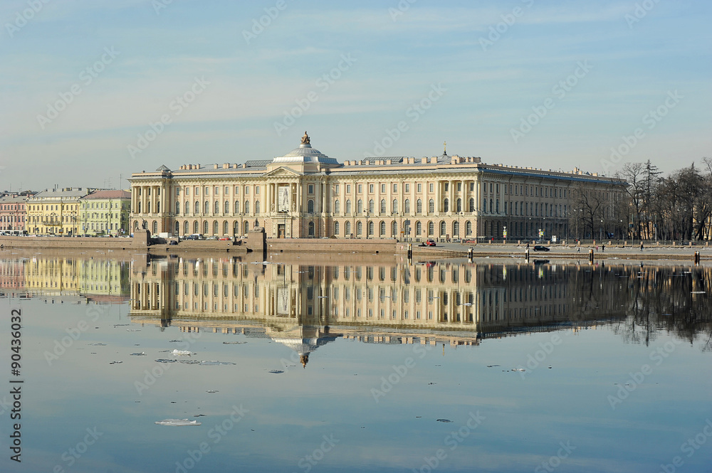 view of the Neva and the building of the Academy of arts in St.