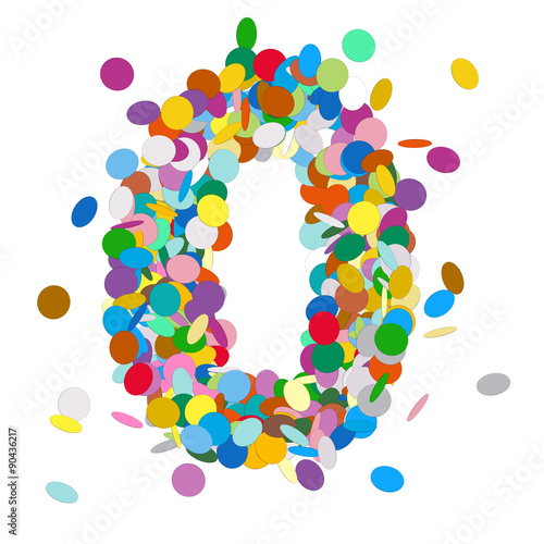 Abstract Colorful Vector Confetti Number Zero - 0 - Abstrakte Konfetti Zahl Null
