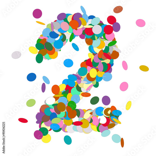 Abstract Colorful Vector Confetti Number Two - 2 - Abstrakte Konfetti Zahl Zwei