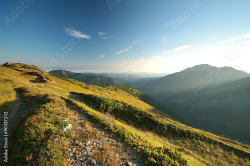 Picturesque Carpathian Mountains in the early morning, Poland