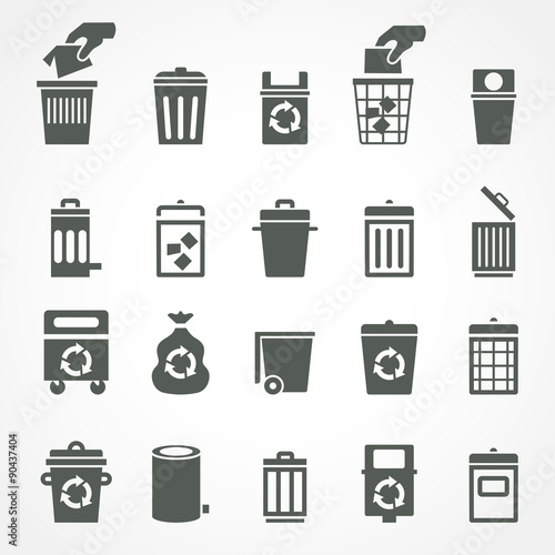 Trash can and recycle bin icons