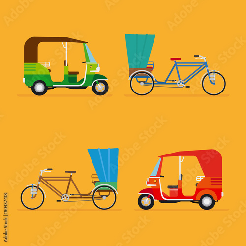 Obraz na plátně Indian rickshaw. Auto rickshaw and pedicab