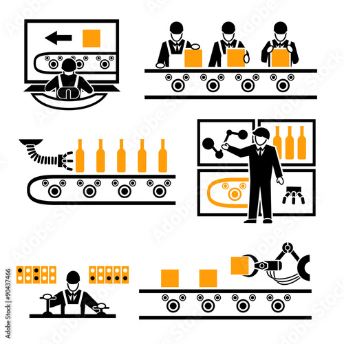 Factory production process icons