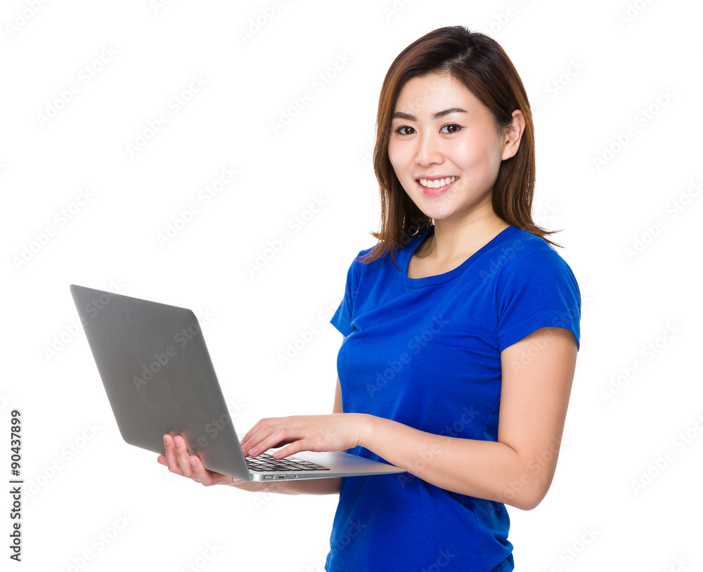Asian young woman use of the laptop computer Asian young woman use of the laptop computer