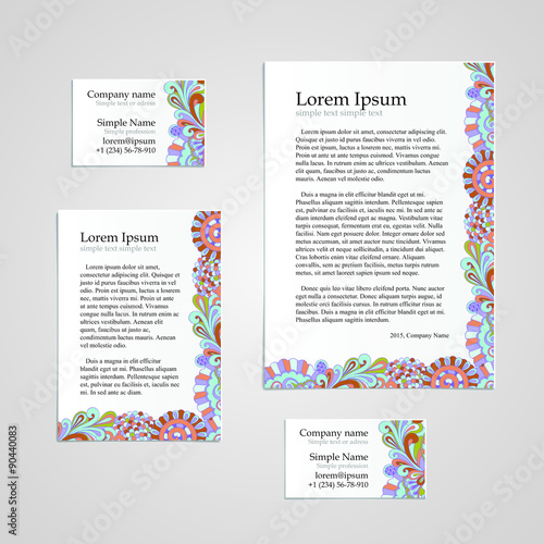 Tracery Card Business hina mehndi design set, natural mood. Handmade business tracery card, set composed of two business cards aspect ratio 85x55 and 90x50, sheets A5 and A6 format. photo