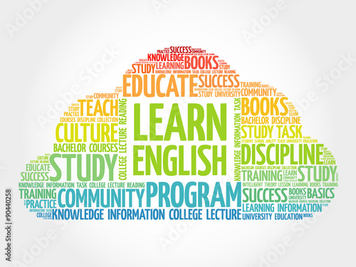 Learn English word cloud, education concept