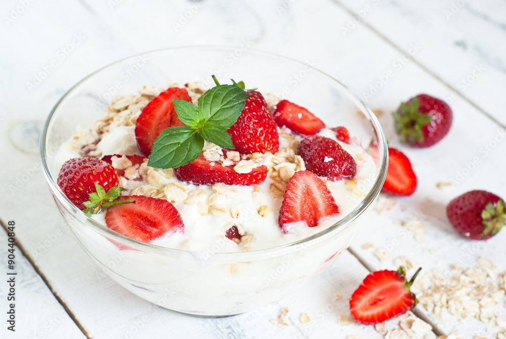 Homemade yogurt with strawberry Homemade yogurt with strawberry